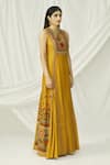 Chandrima_Yellow Chanderi Round Maxi Dress _Online_at_Aza_Fashions