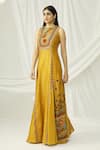 Buy_Chandrima_Yellow Chanderi Round Maxi Dress _at_Aza_Fashions