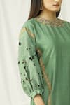 Chandrima_Green Chanderi Round Midi Dress _at_Aza_Fashions