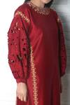 Shop_Chandrima_Red Chanderi Round Midi Dress _at_Aza_Fashions