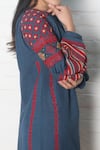 Chandrima_Blue Kala Cotton Round Embroidered Tunic _Online_at_Aza_Fashions