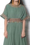 Chandrima_Green Kala Cotton Round Pleated Midi Dress _at_Aza_Fashions