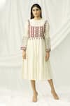Chandrima_White Chanderi Round Pleated Dress _Online_at_Aza_Fashions