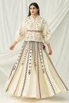 Shop_Chandrima_White Chanderi Pleated Skirt Lehenga _at_Aza_Fashions