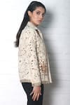 Chandrima_White Kala Cotton Spread Collar Cutwork Jacket _Online_at_Aza_Fashions