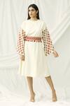 Buy_Chandrima_White Kala Cotton Round Midi Dress _Online_at_Aza_Fashions