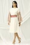 Buy_Chandrima_White Kala Cotton Round Midi Dress _at_Aza_Fashions