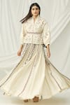 Chandrima_White Chanderi Pleated Skirt Lehenga _Online_at_Aza_Fashions