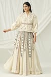 Buy_Chandrima_White Chanderi Pleated Skirt Lehenga _at_Aza_Fashions