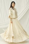 Chandrima_White Chanderi Layered Skirt Lehenga _Online_at_Aza_Fashions