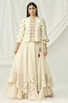 Shop_Chandrima_White Chanderi Layered Skirt Lehenga _at_Aza_Fashions