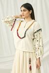 Buy_Chandrima_White Kala Cotton Round Blouse _at_Aza_Fashions