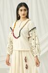 Shop_Chandrima_White Kala Cotton Round Blouse _Online_at_Aza_Fashions