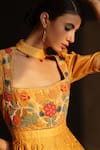 Chandrima_Yellow Chanderi High Neck Collar Gown _Online_at_Aza_Fashions