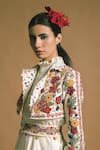 Buy_Chandrima_White Chanderi Flap Collar Cropped Bolero Jacket _Online_at_Aza_Fashions