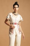 Chandrima_White Kala Cotton V Neck Jumpsuit _Online_at_Aza_Fashions