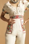 Buy_Chandrima_White Kala Cotton V Neck Jumpsuit _Online_at_Aza_Fashions