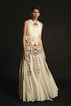 Buy_Chandrima_White Chanderi Embroidered Lehenga _at_Aza_Fashions