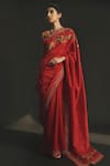 Chandrima_Red Chanderi Embroidered Saree _Online_at_Aza_Fashions