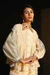 Buy_Chandrima_White Chanderi Spread Collar Pintuck Shirt _at_Aza_Fashions