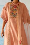 Shop_Chandrima_Peach Silk Organza Floral Motifs Applique Dupatta _at_Aza_Fashions