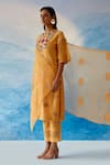 Shop_Chandrima_Yellow Silk Organza Cutwork Dupatta _at_Aza_Fashions