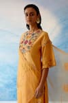 Chandrima_Yellow Silk Organza Cutwork Dupatta _Online_at_Aza_Fashions