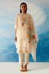 Buy_Chandrima_White Silk Organza Applique Floral Motifs Dupatta _at_Aza_Fashions
