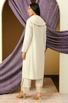 Shop_Twenty Nine_White Georgette Embroidered Mirror Work Round Long Scarf Jacket _at_Aza_Fashions