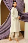 Twenty Nine_White Georgette Embroidered Mirror Work Round Long Scarf Jacket _Online_at_Aza_Fashions