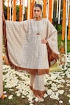 Buy_Twenty Nine_White Georgette Embroidered Mirror Work Round Poncho Dress _at_Aza_Fashions