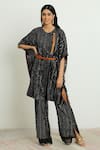 Buy_Twenty Nine_Black Georgette Mirror Work Round Kaftan_at_Aza_Fashions