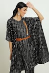 Shop_Twenty Nine_Black Georgette Mirror Work Round Kaftan_Online_at_Aza_Fashions