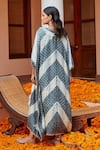 Shop_Twenty Nine_Blue Silk Shibori, Bandhani Round Shift Dress And Jacket _at_Aza_Fashions