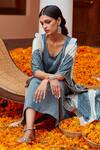 Buy_Twenty Nine_Blue Silk Shibori, Bandhani Round Shift Dress And Jacket _Online_at_Aza_Fashions