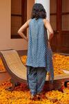 Shop_Twenty Nine_Blue Gajji Silk Tie Dye Bandhani Cape Open Neck  _at_Aza_Fashions