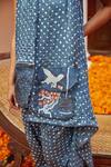 Twenty Nine_Blue Gajji Silk Tie Dye Bandhani Cape Open Neck  _at_Aza_Fashions