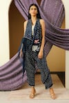 Buy_Twenty Nine_Blue Gajji Silk Bandhani Cape Open Neck  _at_Aza_Fashions