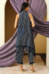Shop_Twenty Nine_Blue Gajji Silk Bandhani Cape Open Neck  _at_Aza_Fashions