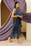 Twenty Nine_Blue Gajji Silk Bandhani Cape Open Neck  _Online_at_Aza_Fashions