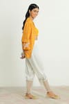 Twenty Nine_Yellow Gajji Silk Bandhani Tie Dye Jacket Open Neck A-line _Online_at_Aza_Fashions