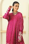 Buy_Twenty Nine_Pink Gajji Silk Tie And Dye Bandhani V Neck Asymmetric Tunic _Online_at_Aza_Fashions