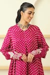 Shop_Twenty Nine_Pink Gajji Silk Tie And Dye Bandhani V Neck Asymmetric Tunic _Online_at_Aza_Fashions