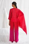 Shop_Twenty Nine_Fuchsia Crushed Silk Bandhani Round Cape Top _at_Aza_Fashions