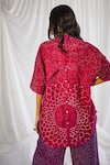 Shop_Twenty Nine_Pink Crushed Raidaana Silk Bandhani High Neck Back Button Shirt _Online_at_Aza_Fashions