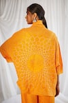 Shop_Twenty Nine_Yellow Crushed Silk Tie And Dye Bandhani Cowl Neck Top _at_Aza_Fashions