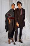 Buy_Twenty Nine_Brown Gajji Silk High Rabari Monarch Cape _Online_at_Aza_Fashions