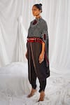 Twenty Nine_Brown Gajji Silk High Rabari Monarch Cape _Online_at_Aza_Fashions