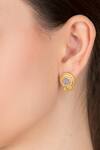 Shop_ZARIIN_Gold Plated Stone Enamel Knotted Studs_at_Aza_Fashions