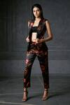 Buy_Redefine_Black Mashru Print Floral Calico Cigarette Pants  _at_Aza_Fashions